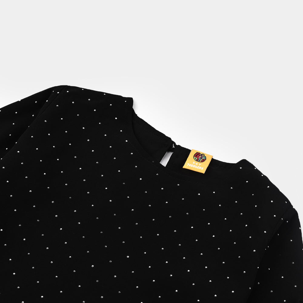 Girls Georgette Casual Top Black Star Dust