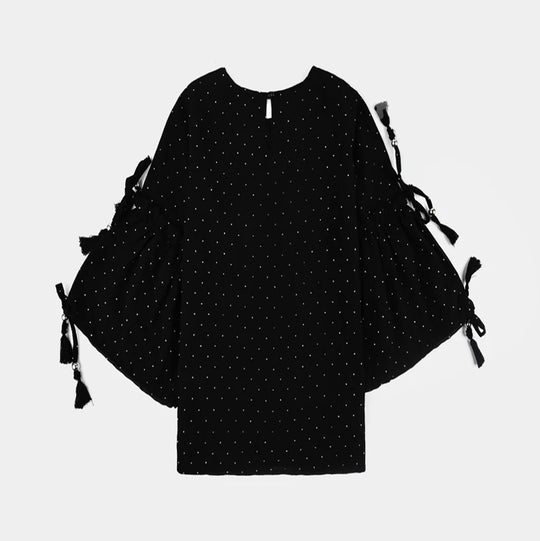 Girls Georgette Casual Top Black Star Dust