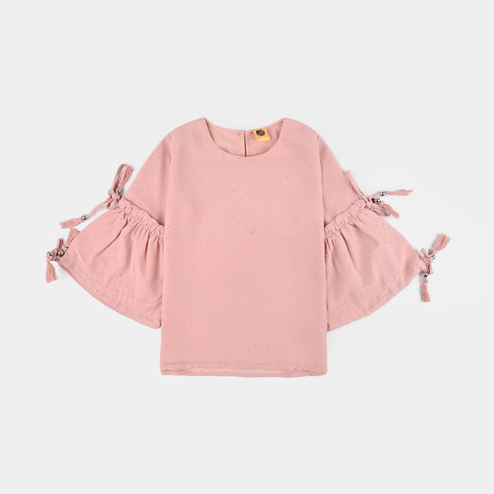 Girls Georgette Casual Top Pink Star Dust-Pink