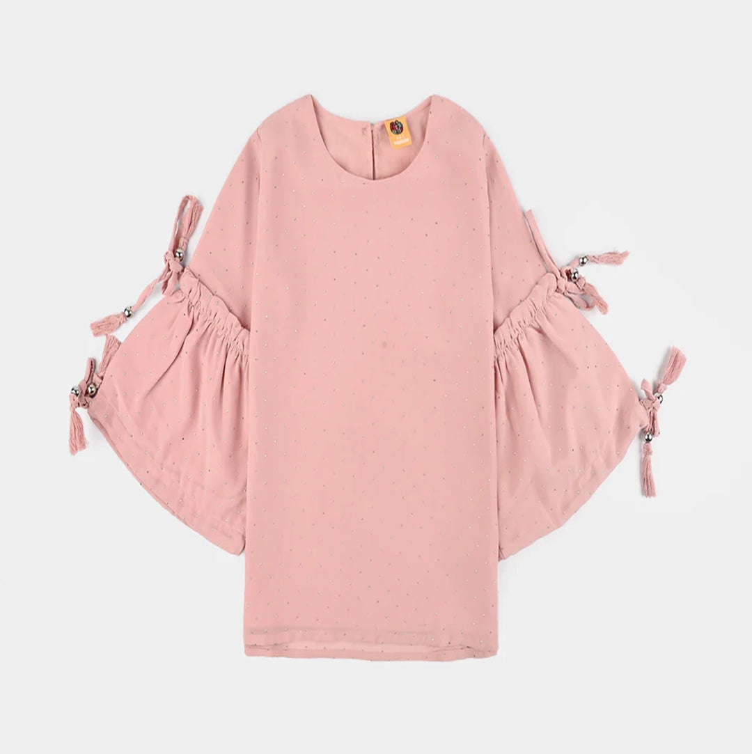Girls Georgette Casual Top Pink Star Dust-Pink