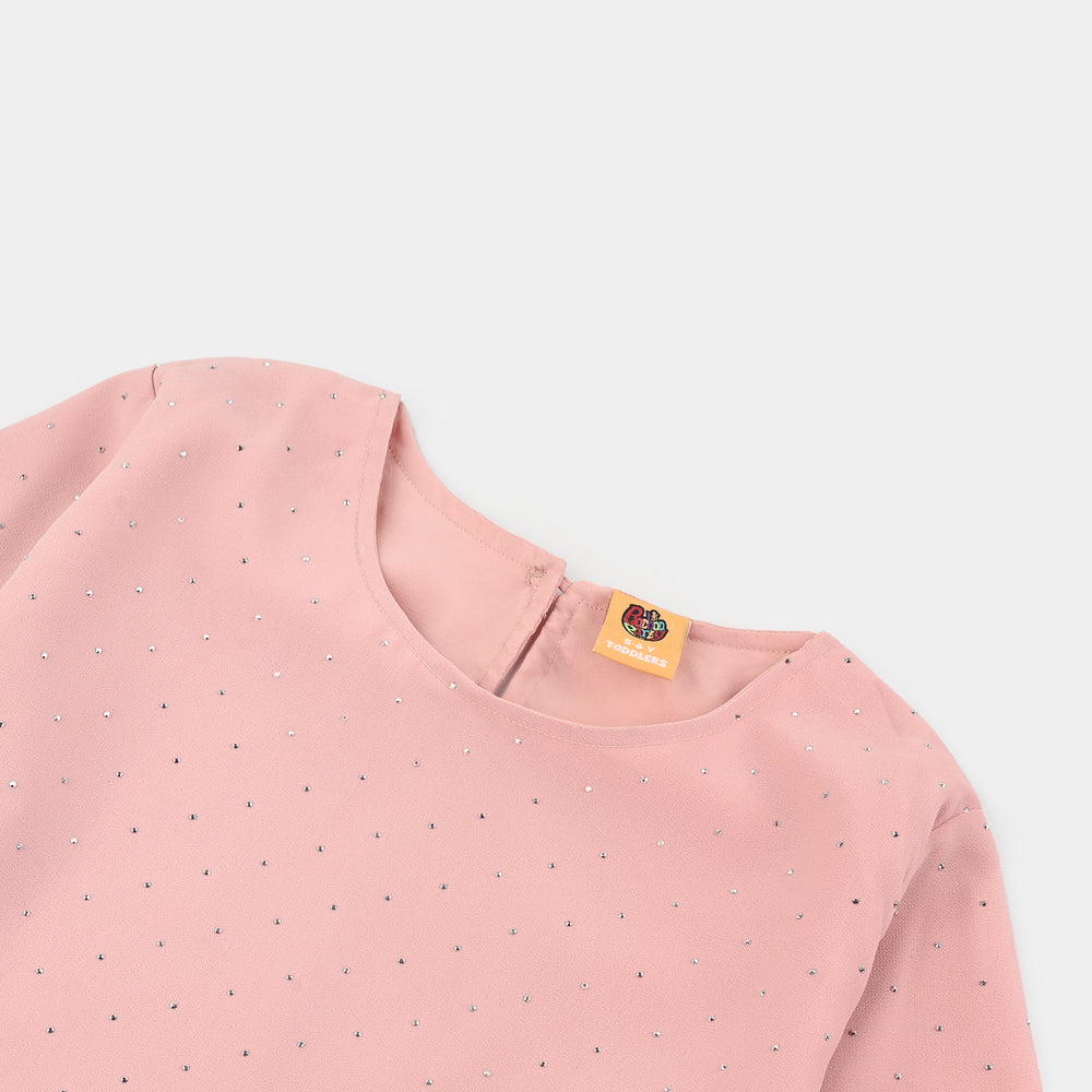 Girls Georgette Casual Top Pink Star Dust-Pink