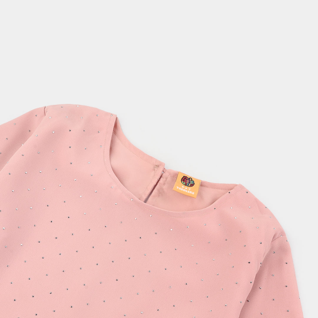 Girls Georgette Casual Top Pink Star Dust-Pink