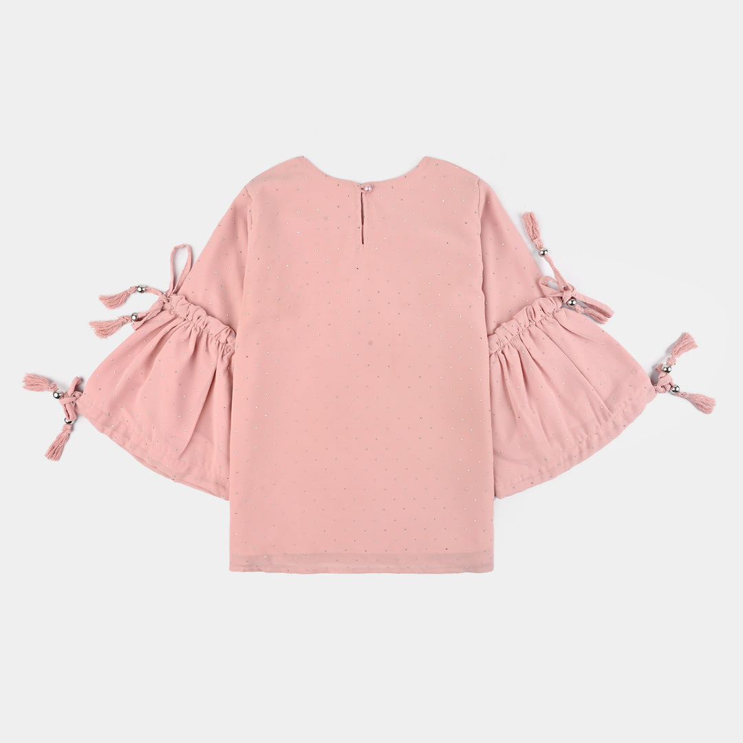 Girls Georgette Casual Top Pink Star Dust-Pink