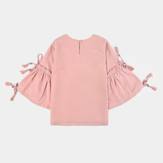 Girls Georgette Casual Top Pink Star Dust-Pink