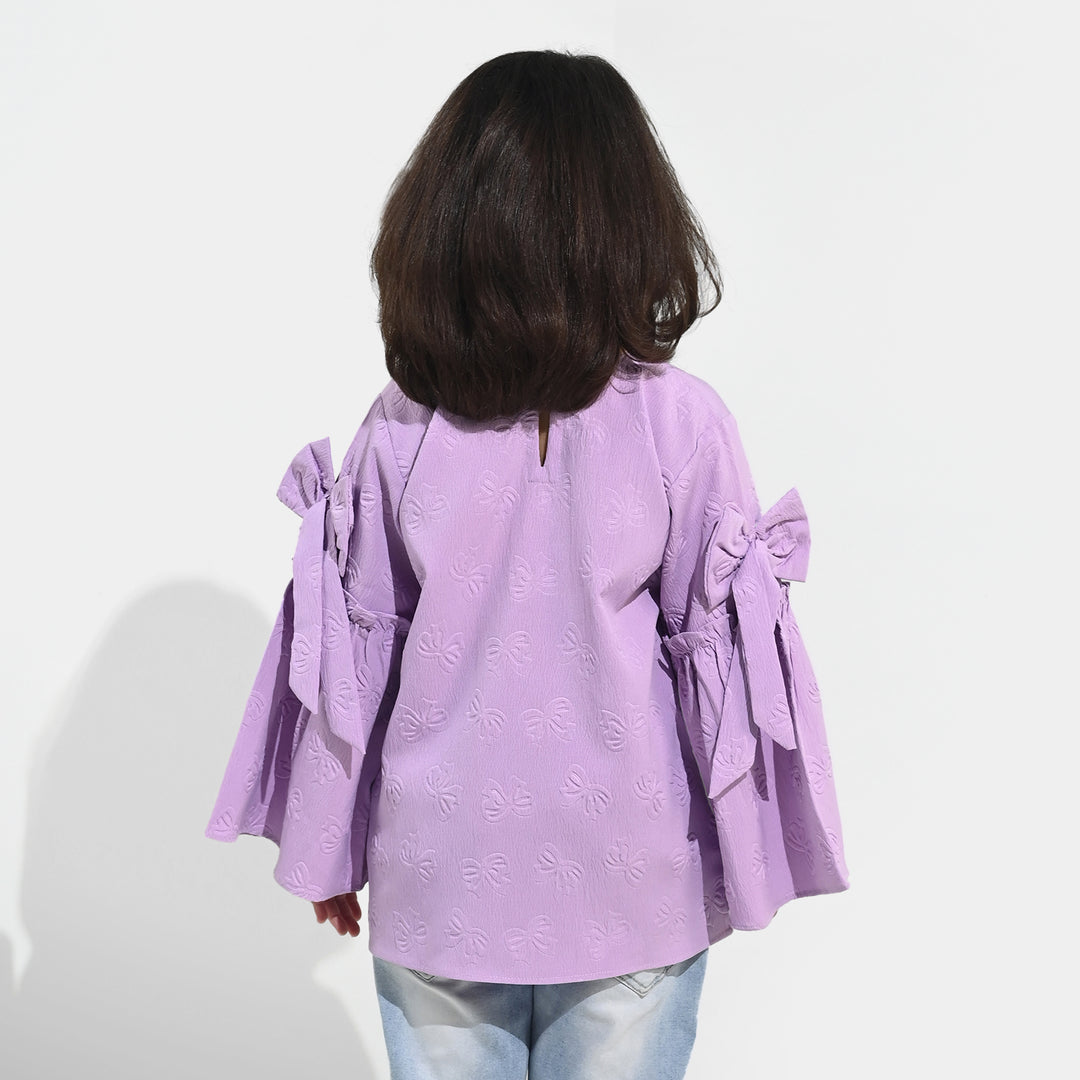 Girls Poly Crinkle Casual Top Lavender Dreams