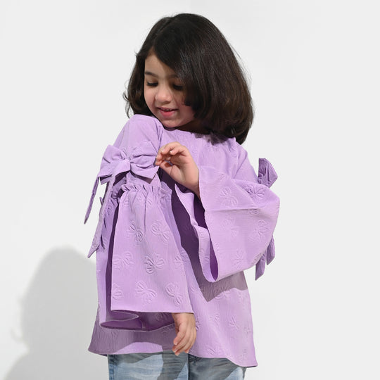 Girls Poly Crinkle Casual Top Lavender Dreams