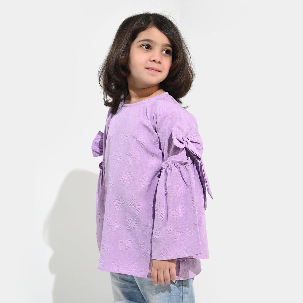 Girls Poly Crinkle Casual Top Lavender Dreams