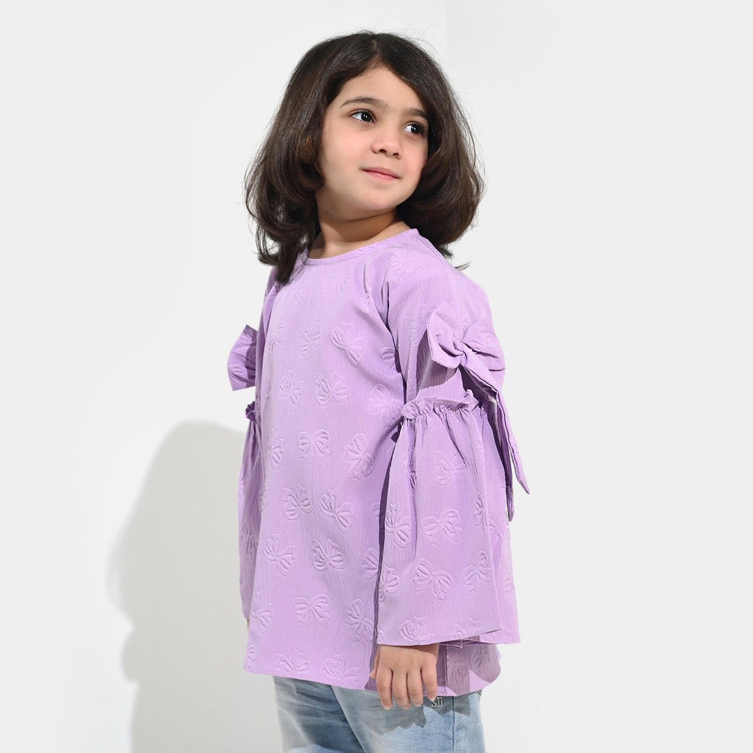 Girls Poly Crinkle Casual Top Lavender Dreams