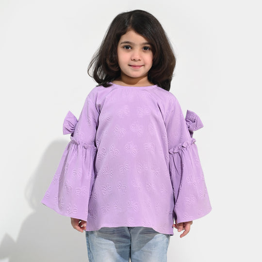 Girls Poly Crinkle Casual Top Lavender Dreams