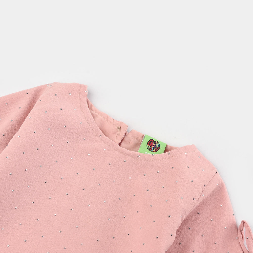 Infant Girls Georgette Casual Top Pink Star Dust-Pink