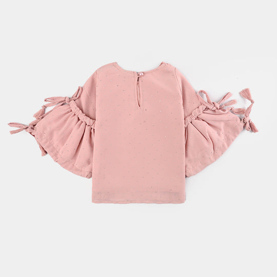 Infant Girls Georgette Casual Top Pink Star Dust-Pink