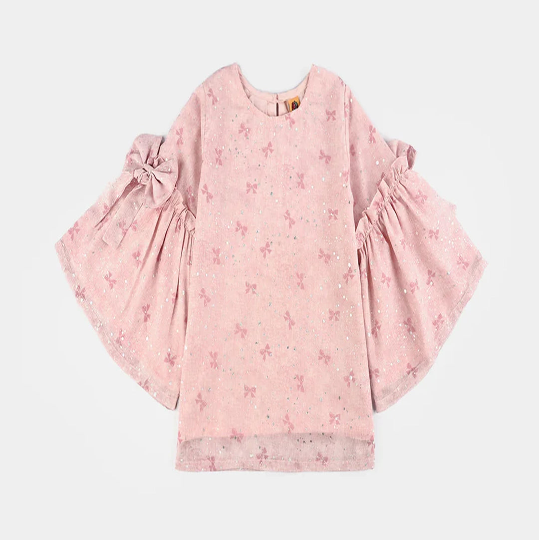 Girls Chiffon Casual Top Pink Bow