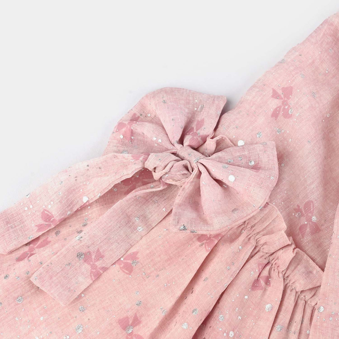 Girls Chiffon Casual Top Pink Bow