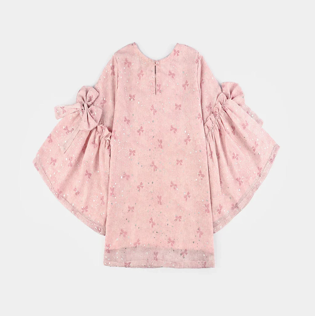 Girls Chiffon Casual Top Pink Bow