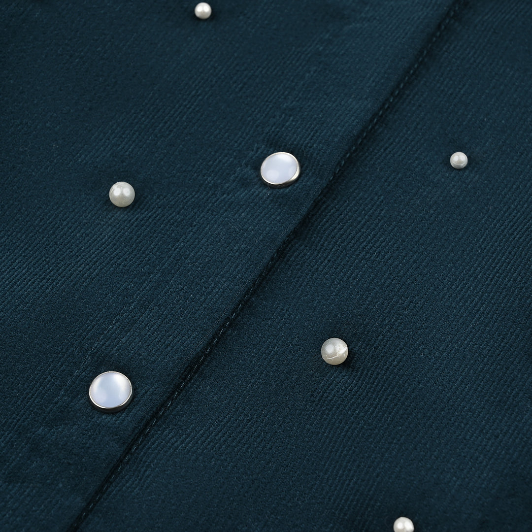 Girls Corduroy Emb Top Aqua-Teal.Green