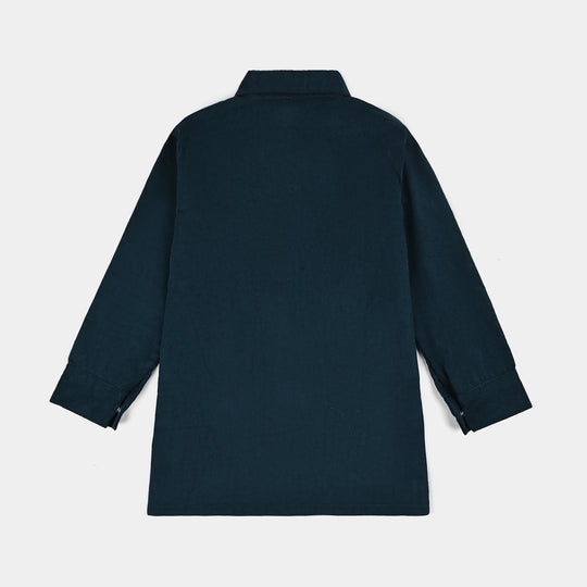 Girls Corduroy Emb Top Aqua-Teal.Green