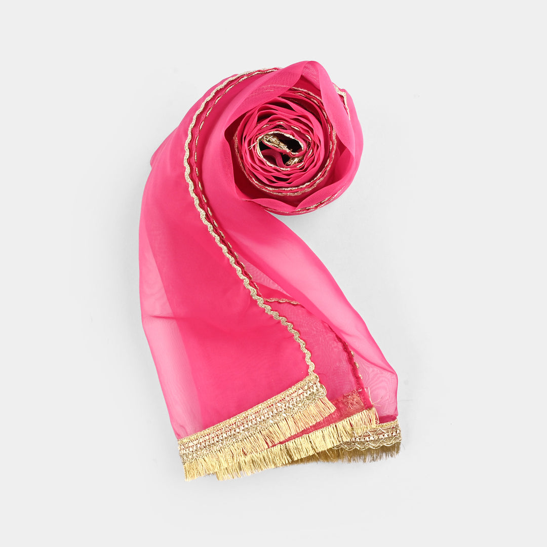 Girls Raw Silk Fancy 3Pcs Nazakat-BLACK