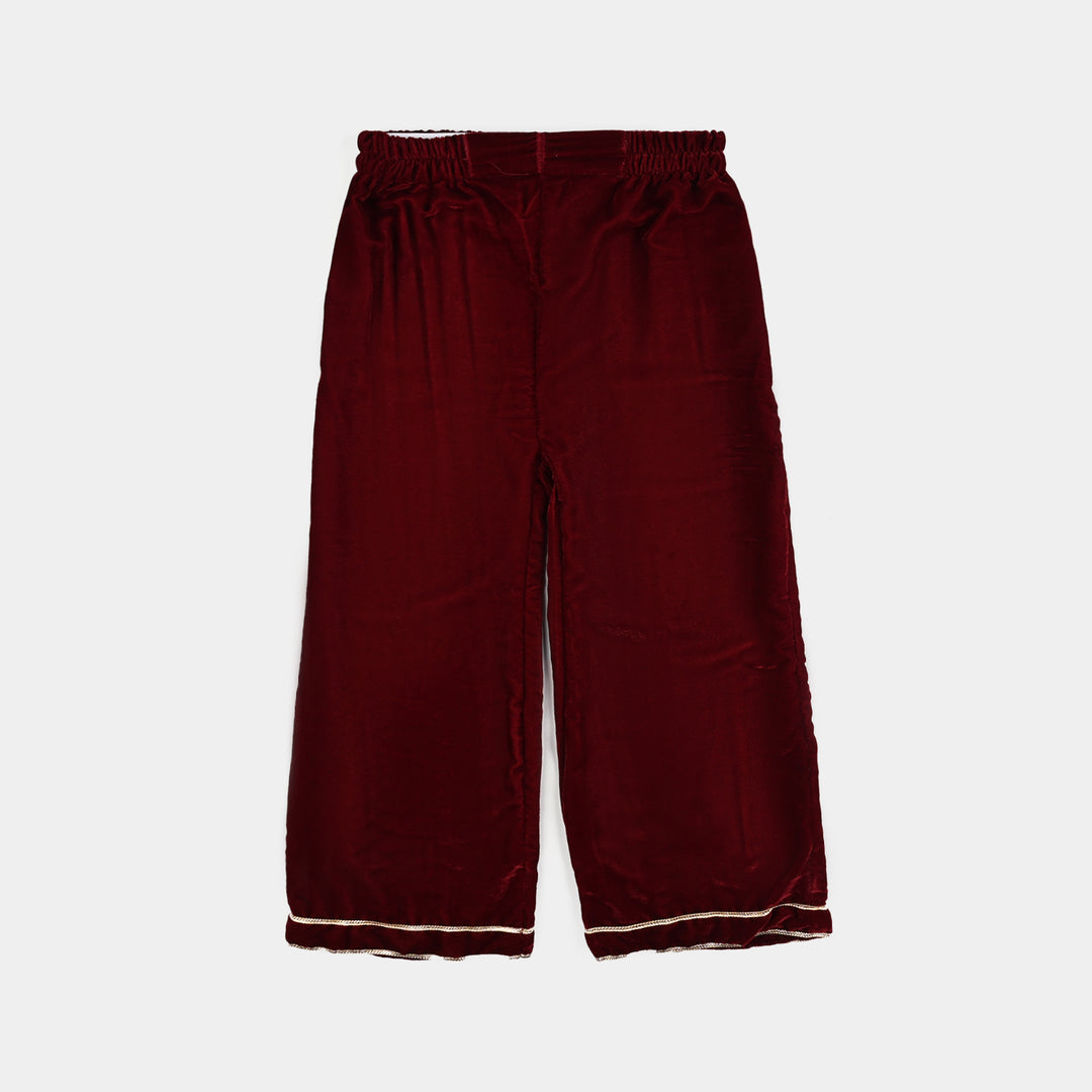 Girls Velvet Fancy 3Pcs Ronak-MAROON
