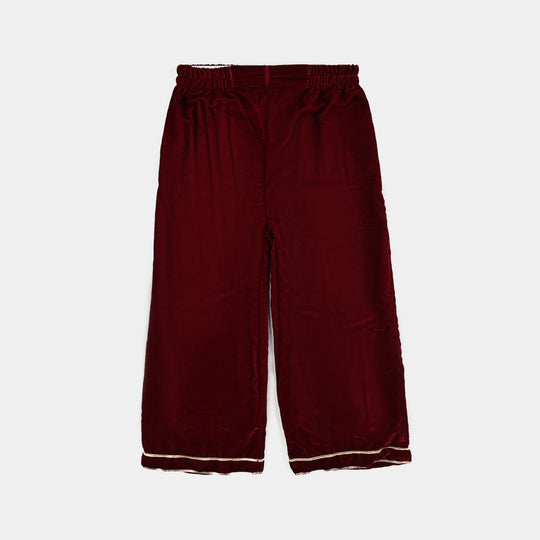 Girls Velvet Fancy 3Pcs Ronak-MAROON