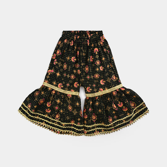Infant Girls Raw Silk Fancy 3Pcs Falak-BLACK