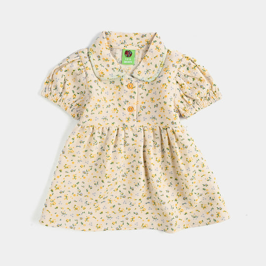 Infant Girls Poly Net Casual Frock Cute Little-White