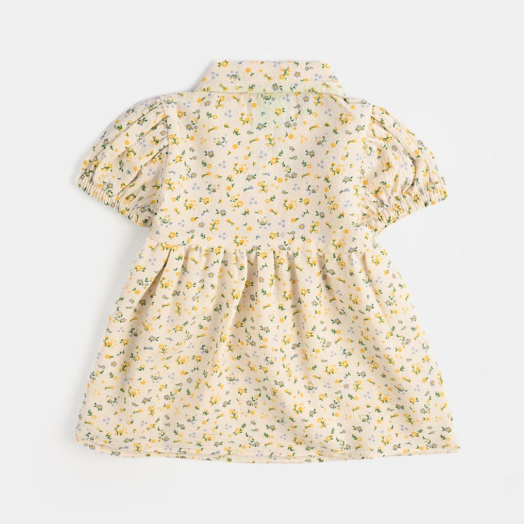 Infant Girls Poly Net Casual Frock Cute Little-White