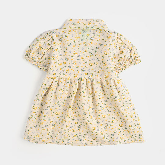 Infant Girls Poly Net Casual Frock Cute Little-White