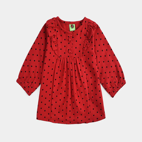 Infant Girls Cotton Casual Top Polka Dot - RED