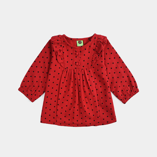 Girls Cotton Casual Top Polka Dot-Red