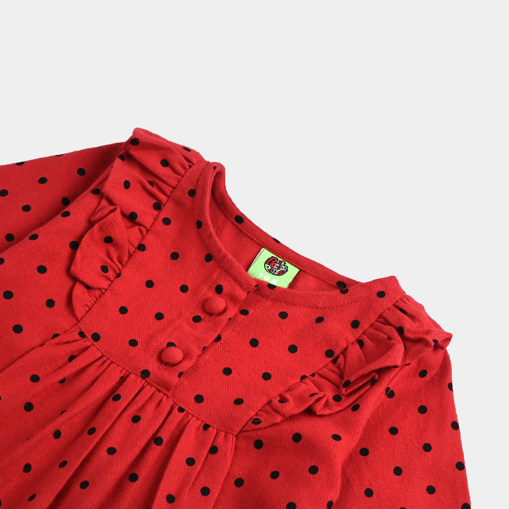 Infant Girls Cotton Casual Top Polka Dot - RED