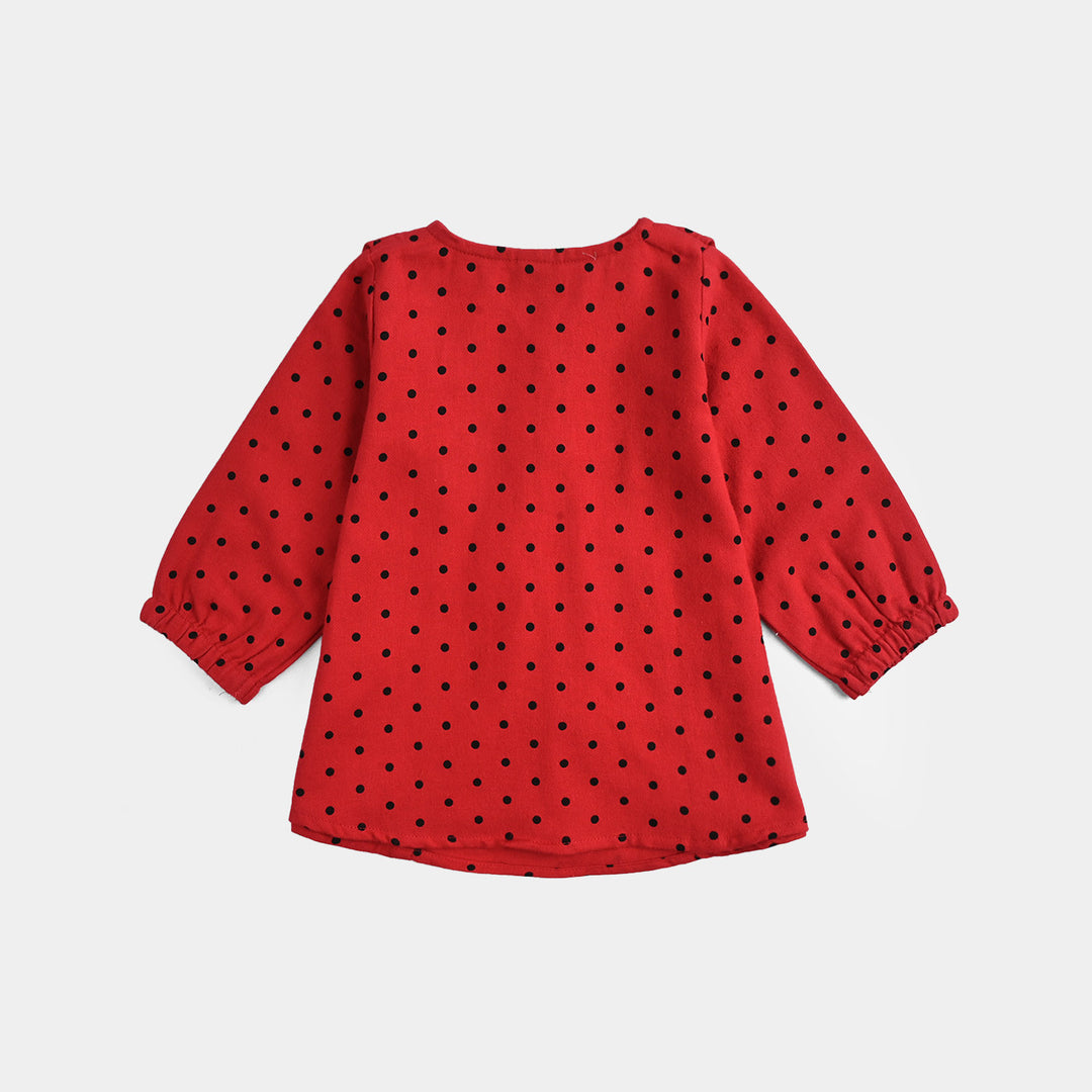 Girls Cotton Casual Top Polka Dot-Red