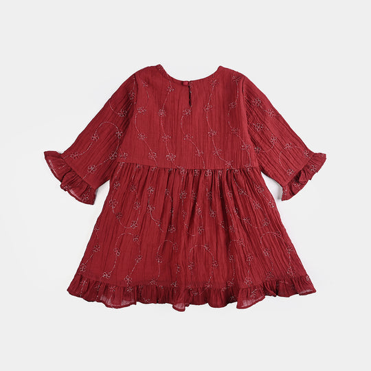 Girls Chiffon Casual Frock Gillter - RED