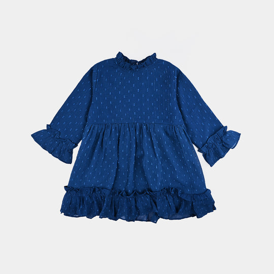 Girls Chiffon Casual Frock - Blue
