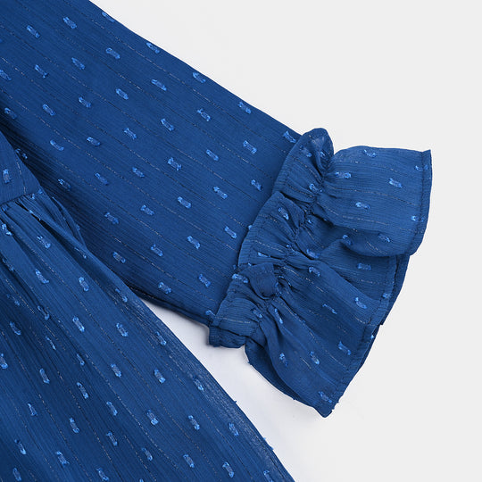 Girls Chiffon Casual Frock - Blue