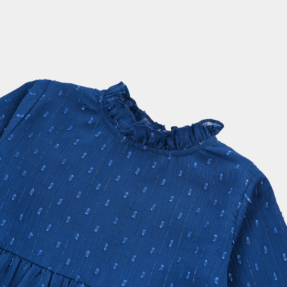 Girls Chiffon Casual Frock - Blue