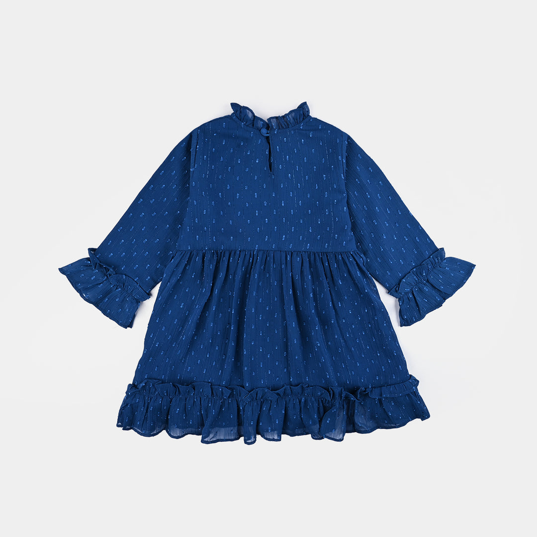 Girls Chiffon Casual Frock - Blue