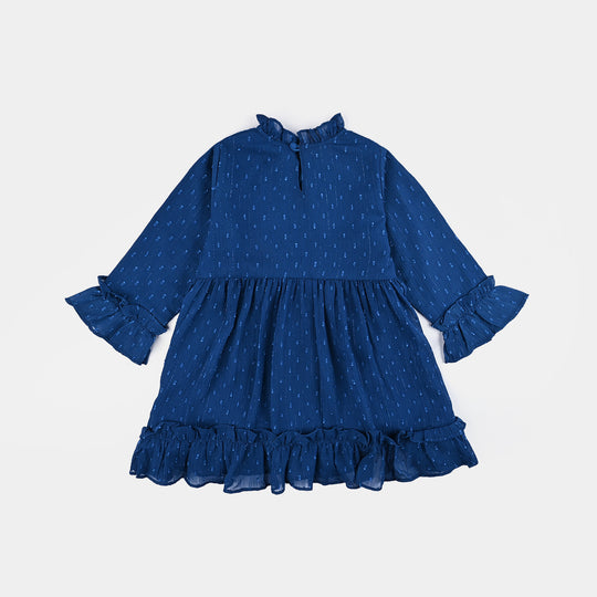 Girls Chiffon Casual Frock - Blue