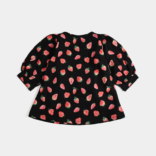 Infant Girls Poly Crinkle Casual Frock Strawberry - BLACK