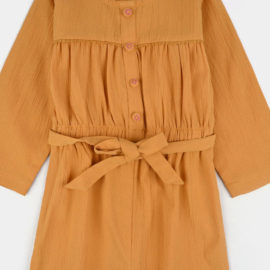 Girls Cotton Jumpsuit Baby Flowers-Mustard