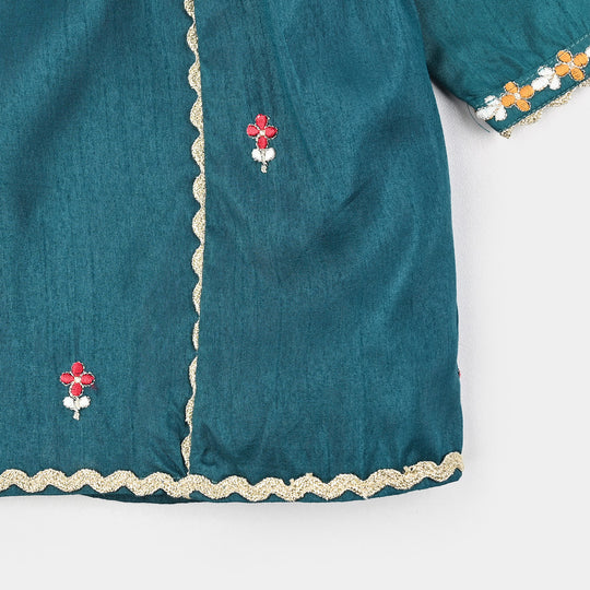 Infant Girls Raw Silk Emb 2Pcs Bella-Teal.Blue