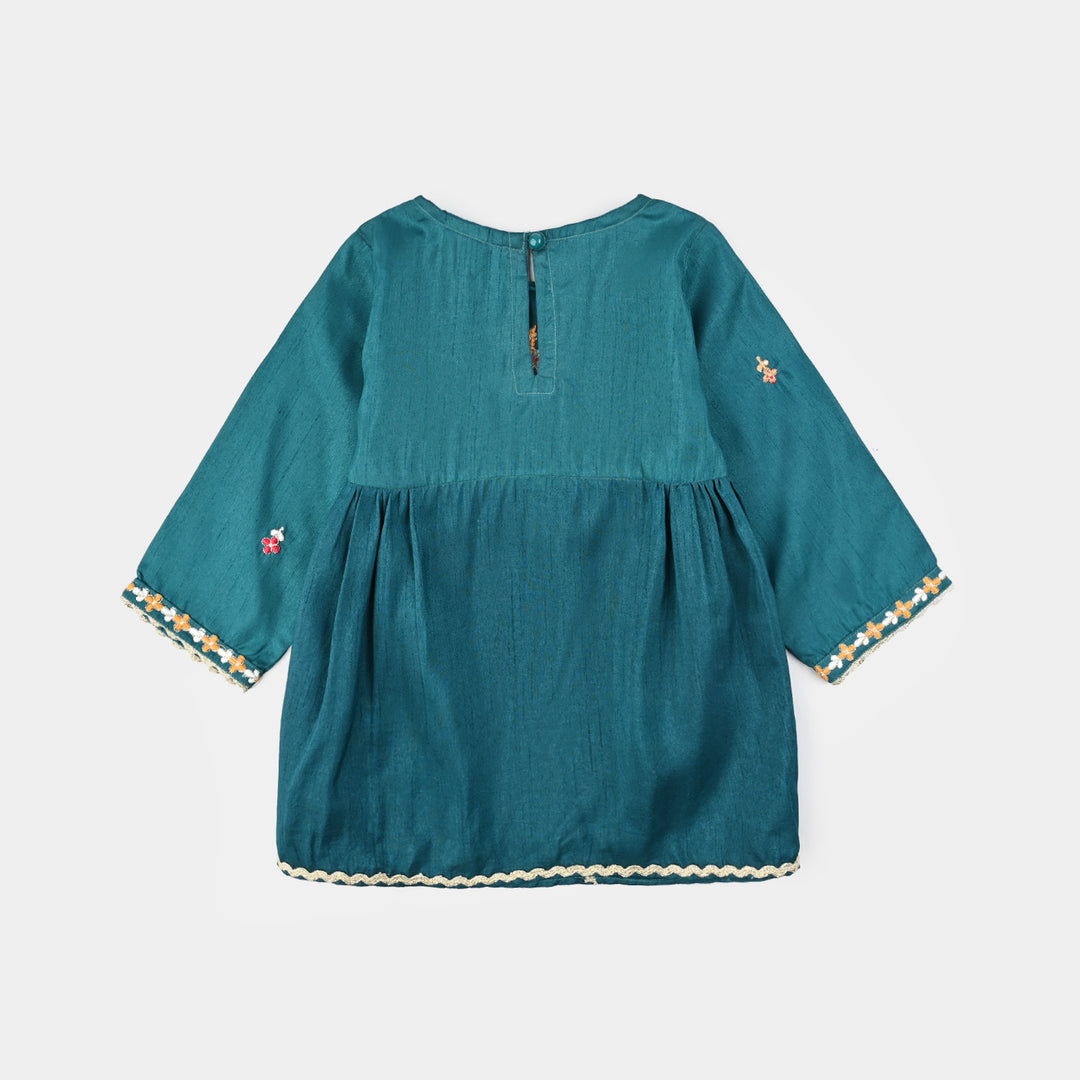 Infant Girls Raw Silk Emb 2Pcs Bella-Teal.Blue