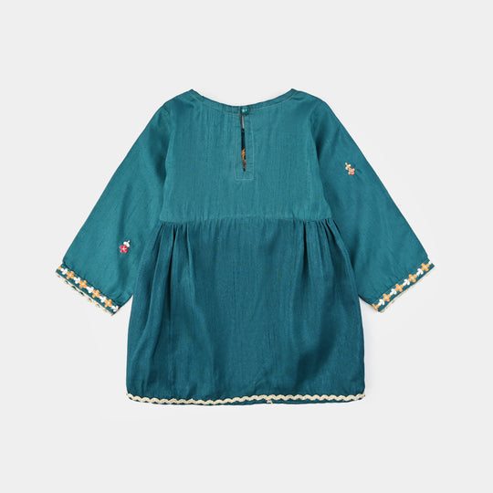Infant Girls Raw Silk Emb 2Pcs Bella-Teal.Blue