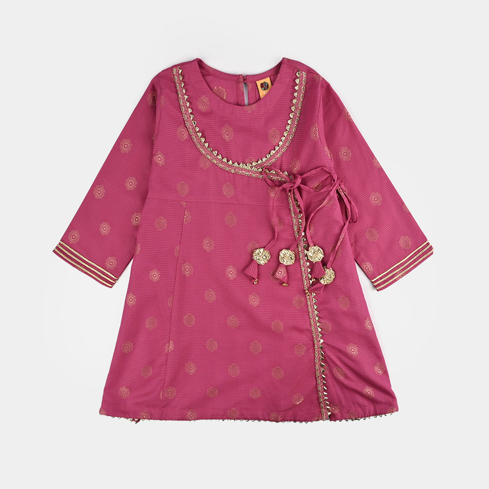 Girls Jacquard Fancy 3Pcs Heer-Magenta