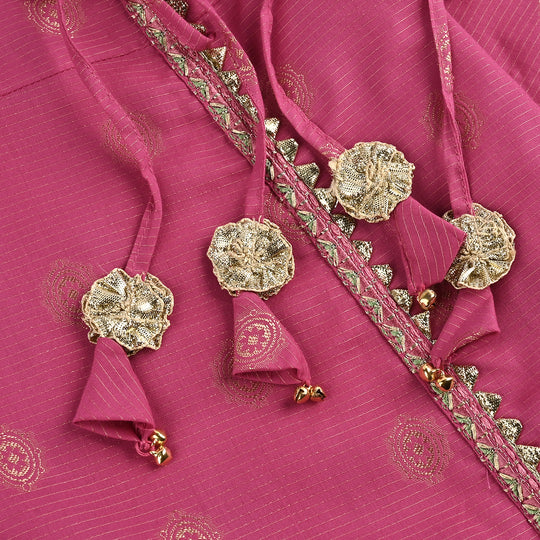 Girls Jacquard Fancy 3Pcs Heer-Magenta