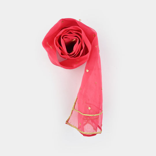 Girls Velvet Fancy 3Pcs Dhanak-Teal blue