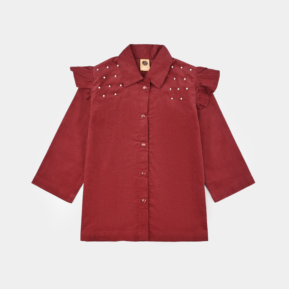 Girls Corduroy Co-Ord Set Rose-MAROON