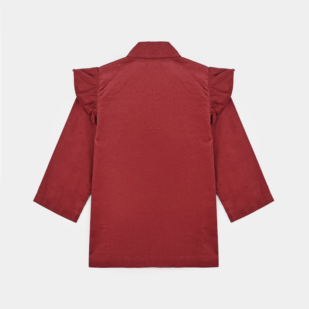 Girls Corduroy Co-Ord Set Rose-MAROON