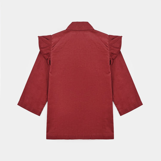 Girls Corduroy Co-Ord Set Rose-MAROON