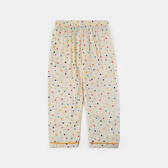 Girls Viscose Woven Night Suit-Multi Polka - Multi