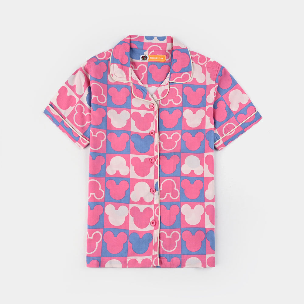 Girls Viscose Woven Night Suit- Multi